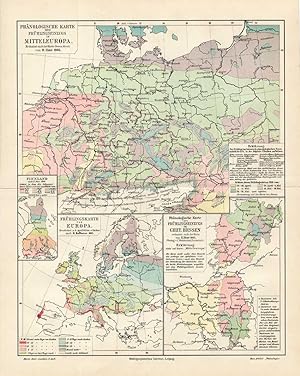 Antique Map-CENTRAL EUROPE-PHENOLOGY-SPRING-PLANTS-Meyers-1895