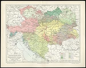 Antique Map-AUSTRIA-HUNGARY-ETHNIC-Meyers-1895