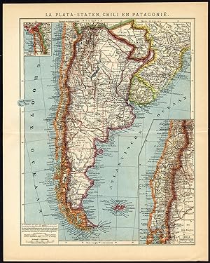 Antique Map-SOUTH AMERICA-ARGENTINA-CHILE-Oosthoek-1916