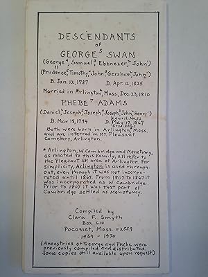 Descendants of George Swan / Phebe Adams, et al. Genealogical material compiled by Clara F. Smyth...