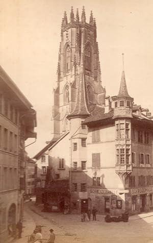 Switzerland Fribourg Cathedral Schweizerhalle old Photo 1890