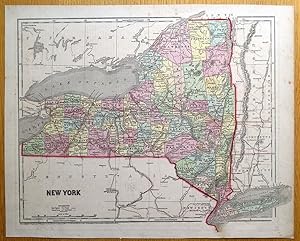 Antique Map NEW YORK STATE, USA, Original 1842