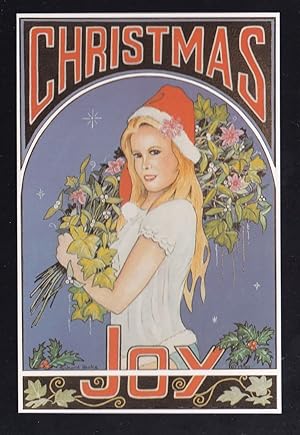 Female Postal Worker Postlady Santa Christmas Poster Postcard