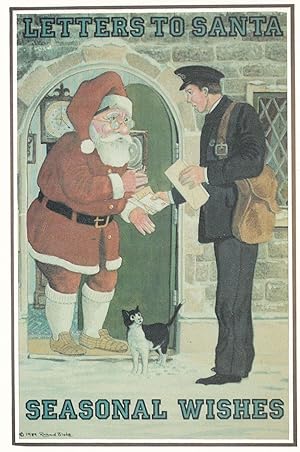 Childrens Letter To Santa Postman Seasonal Wishes Poster Postcard