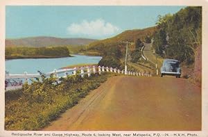Classic Car at Restigouche River Gaspe Highway Canada Old Postcard