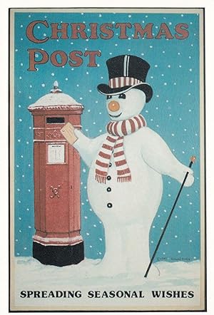 Christmas Post Snowman Poster Spreading Wishes Postcard