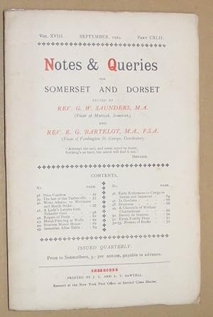 Notes & Queries for Somerset and Dorset, September 1924, Vol.XVIII Part CXLII