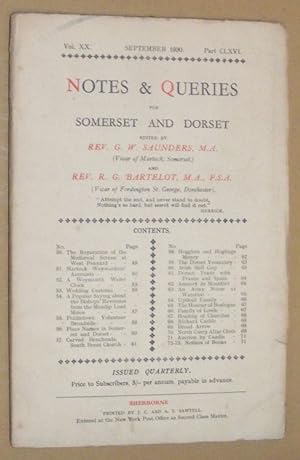 Notes & Queries for Somerset and Dorset, September 1930, Vol.XX Part CLXVI