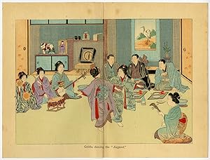 Antique Print-GEISHA-GUESTS-KAPPORE-YOSHIWARA-TOKIO-JAPAN-Kinko-sha-Becker-1899