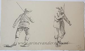 [Antique drawing] Young man with a stick, ca. 1850-1900.