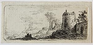 Original etching/ets: Landscape with ruined buildings/Landschap met ruines.