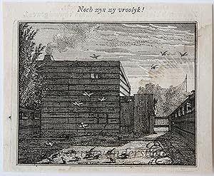 [Original etching] Noch zyn zy vroolyk. [S. Spinneker 'Leerzame Zinnebeelden'], ca 1717-1757.