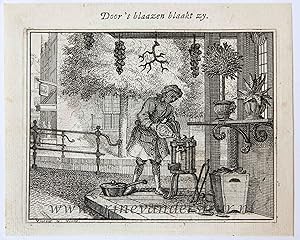 [Original etching]Door 't blaazen blaakt zy. [S. Spinneker 'Leerzame Zinnebeelden'], ca 1717-1757.