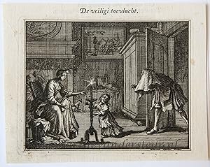 [Original etching] De veiligi (sic!) toevlucht. [S. Spinneker 'Leerzame Zinnebeelden'], ca 1717-1...