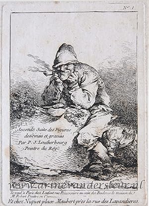[Antique title page, ca. 1755/71] Man smoking a pipe / Titelprent met pijprokende man [Seconde su...
