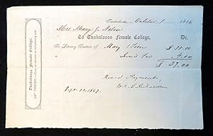 Tuition Receipt from Tuskaloosa Female College