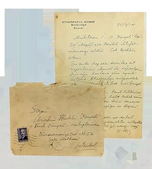 Autograph letter signed 'H. Kosay' with its envelope, addressed to Ibrahim Hakki Konyali, (1896-1...