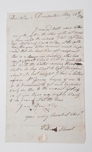 [Scotland]. Letter Signed, to John Adam, Esq. concerning repairs to Dumbarton Castle