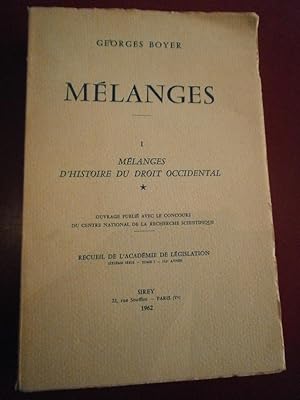 Mélanges. Tome I. Mélanges d'Histoire du Droit Occidental.