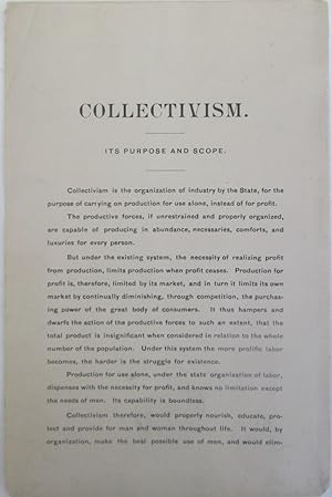 Collectivism. Its Purpose and Scope