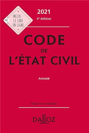 code de l'état civil, annoté (édition 2021)
