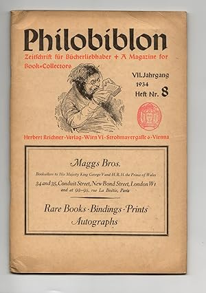 Philobiblon: Eine Zeitschrift der Bücherliebhaber. A magazine for book-collectors. 7. Yahrgang, 1...
