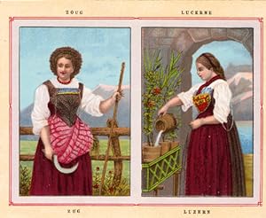 Antique Costume Print-ZUG-ZOUG-LUZERN-SWITZERLAND-1892