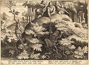 Antique Hunting Print-SNAKES-Collaert-Stradanus-1650