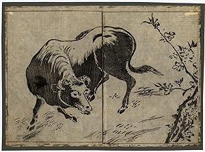 Japanese Antique Print-EHON-MANGA-BULL-Anonymous-19th c.