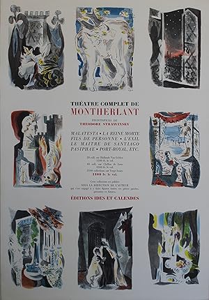 "THÉÂTRE COMPLET DE MONTHERLAND" / Affiche originale entoilée / Frontispices de Théodore STRAWINS...