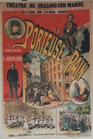"LA PORTEUSE DE PAIN" Affiche originale entoilée Litho F. APPEL 1889