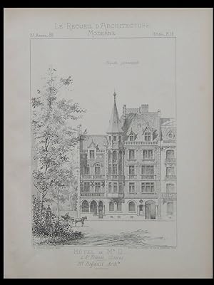 SAINT ETIENNE, HOTEL PARTICULIER - 1895 - 2 PLANCHES ARCHITECTURE- HENRI RIGAULT