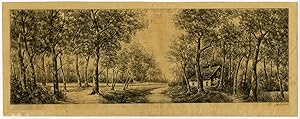 Antique Drawing-LANDSCAPE-HOUSE-RIVER-De Zeeuw-1930