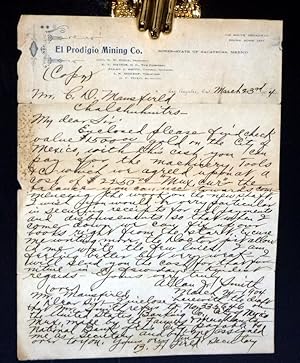 El Prodigio Mining Co., March 23, 1904 Autographed Document Signed with Carbon Copy [Spanish Tran...