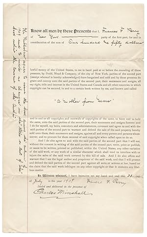 [1908 Publishing Contract for Frances F. Perry's "A Mother from Mars," published by Dodd, Mead & ...