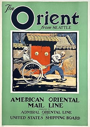 Original vintage poster - The Orient from Seattle - American Oriental Mail Line