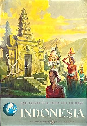 Original Vintage Poster: Indonesia - Bali, Island of a Thousand Colours (1950's)