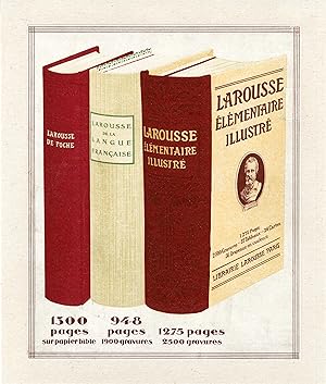 "LAROUSSE ÉLÉMENTAIRE ILLUSTRÉ 1932" Affichette d'intérieur originale entoilée