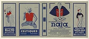 "CIGARETTES BALTO, CELTIQUES, NAJA, WEEK-END " Protége-livre FLAMMARION entoilé années 30