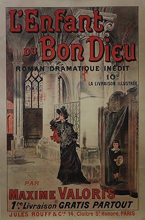 "L'ENFANT DU BON DIEU par Maxime VALORIS" Affiche originale entoilée Litho 1894