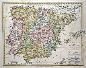 Antique Map SPAIN & PORTUGAL, Wilkinson Original1815