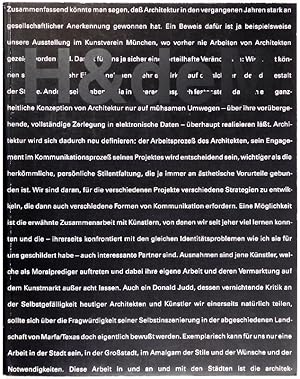 H & deM. Architektur von Herzog & de Meuron im Kunstverein München 1. März - 7. April 1991.