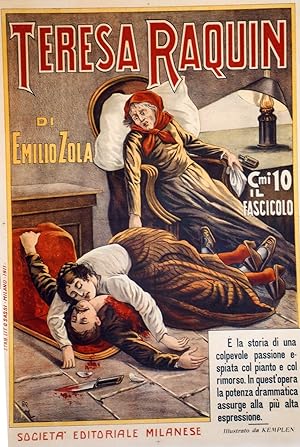 "THÉRÈSE RAQUIN (Emile ZOLA)" Affiche italienne originale entoilée G. SASSI 1911