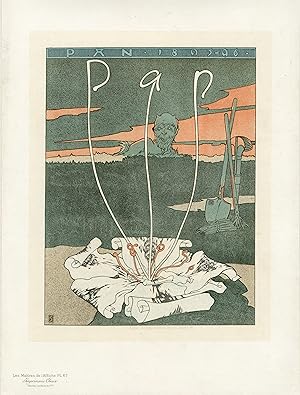 "PAN 1895-96" Litho Maîtres de l'Affiche entoilée Planche n° 67 Josef SATTLER 1895