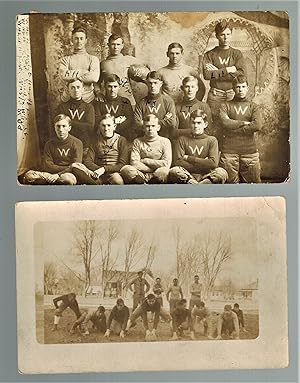 (Real Photo postcards) Two Real Photo Postcards Depicting Kansas High School Football Teams 1912-...