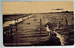 (Real Photo postcard) Bathing Scene Galveston, Tex. 1909