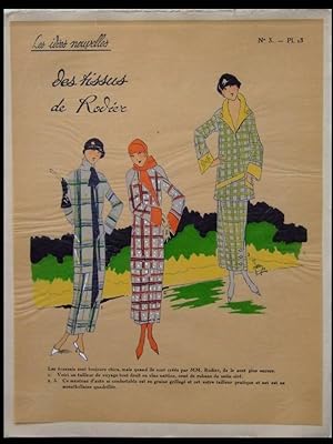 MODE ART DECO, ROBES, TISSUS RODIER - 1924 - POCHOIR, IDEES NOUVELLES DE LA MODE, FRENCH ART DECO...