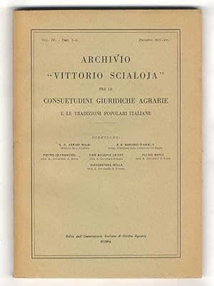 Archivio "Vittorio Scialoja" per le consuetudini giuridiche agrarie e le tradizioni popolari ital...
