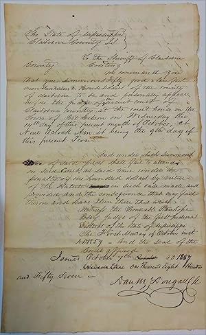 INSTRUCTIONS TO THE CLAIBORNE COUNTY SHERIFF TO SUMMON "FIFTY GOOD AND TRUE MEN SLAVE-HOLDERS AND...
