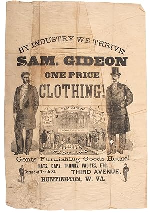 BY INDUSTRY WE THRIVE. SAM. GIDEON ONE PRICE CLOTHING. GENTS' FURNISHING GOODS HOUSE